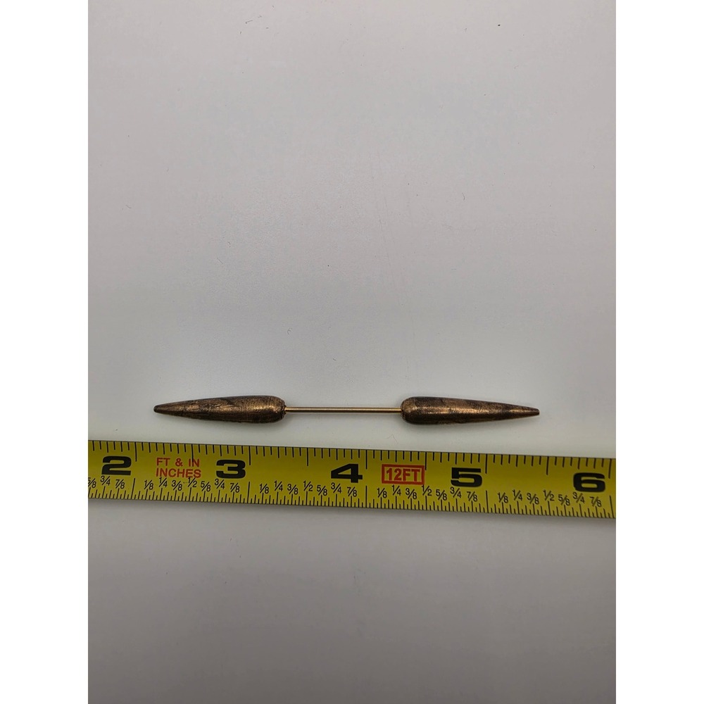 Vintage Bronze Torpedo Bullet Collar Bar Screw On Mens Dress Shirt Accessory - Picture 2 of 5